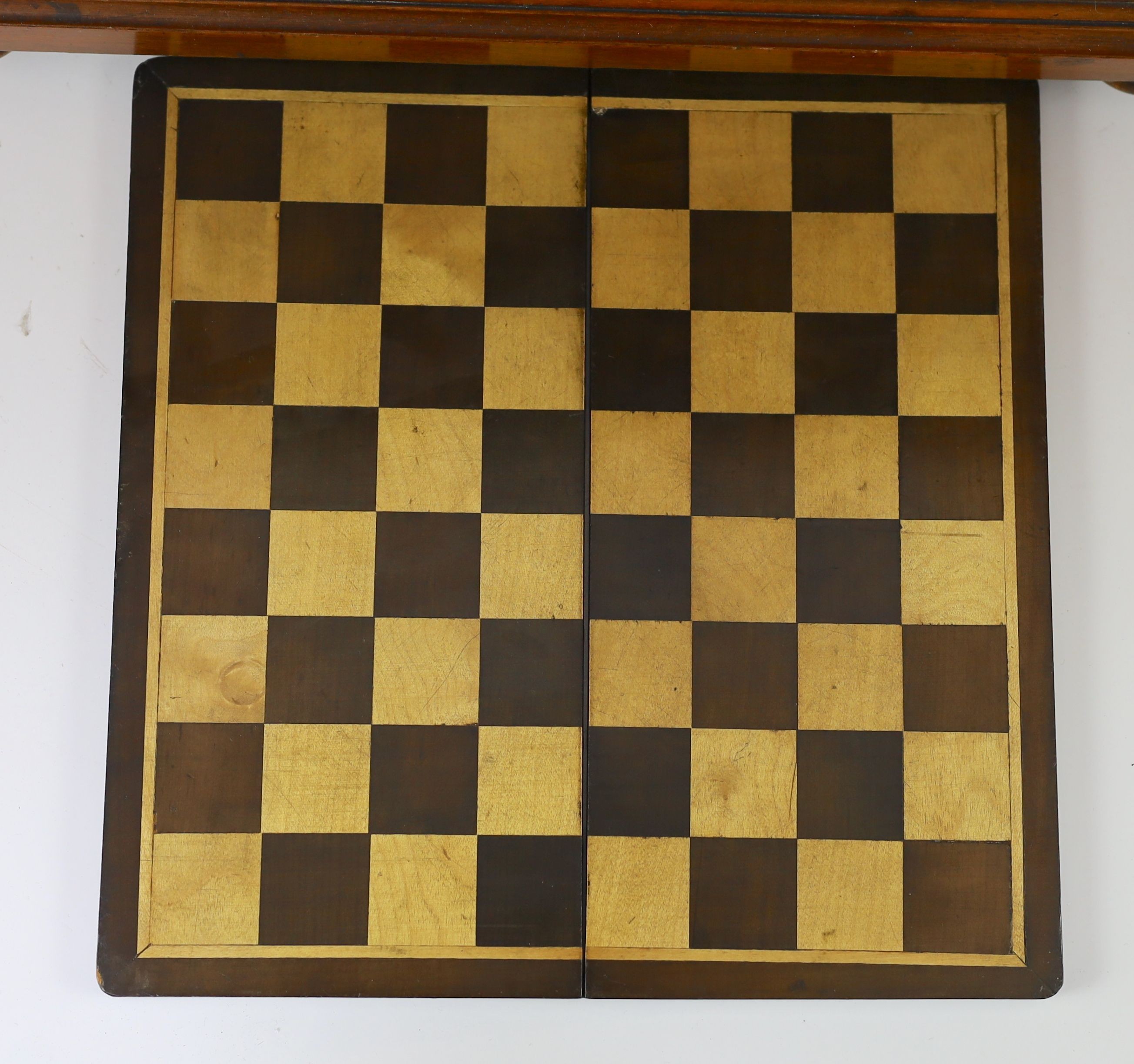 A late 19th century gilt metal mounted walnut games cabinet, W.40cm D.19cm H.49cm